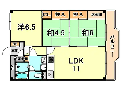 プラザ翠光(3LDK/6階)の間取り写真