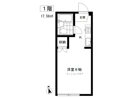 ハイツ彩(1K/1階)の間取り写真