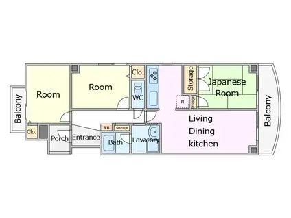 リブポート末広(3LDK/3階)の間取り写真