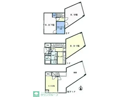 若林2丁目戸建(3LDK/1階)の間取り写真