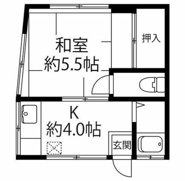 新川屋ハイツ(1K/1階)の間取り写真
