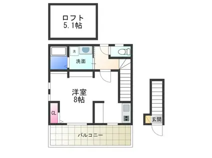 あんしん鶴田町08-4003(ワンルーム/2階)の間取り写真