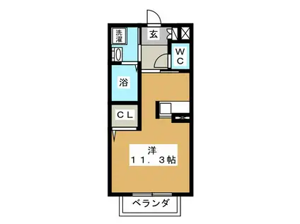 マルベリーII(ワンルーム/2階)の間取り写真