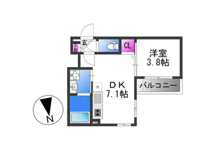 ジャカルタ519(1DK/3階)の間取り写真