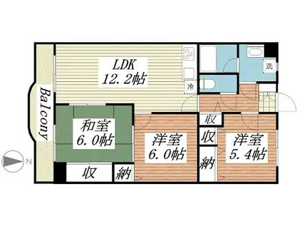 カサ・デ・わさII(3LDK/1階)の間取り写真