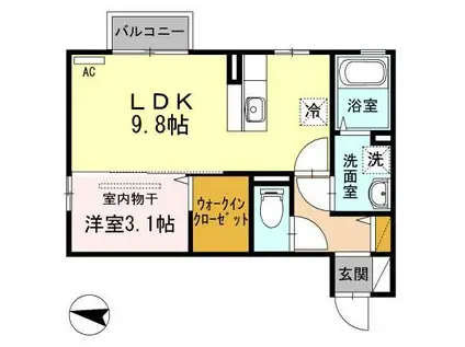 JR白新線 新発田駅 徒歩17分 2階建 築13年(1LDK/2階)の間取り写真