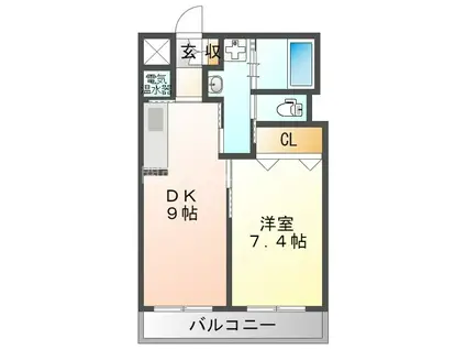 サンリスタ守口(1DK/5階)の間取り写真