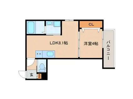 GENTRY王寺(1LDK/1階)の間取り写真