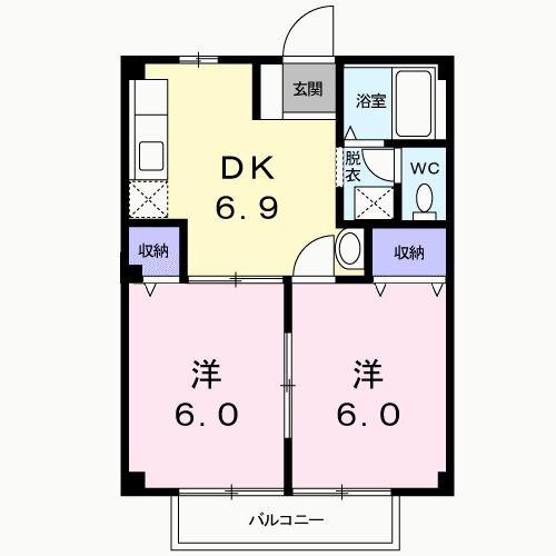 サンプラザ(2DK/2階)の間取り写真