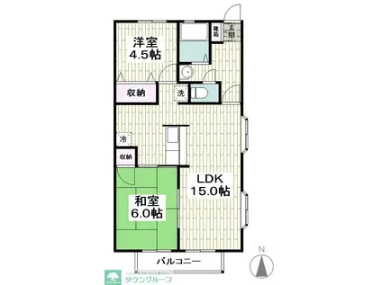 ヴィラ湘南(2LDK/1階)の間取り写真