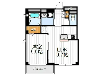 COSTA北河堀(1LDK/4階)の間取り写真