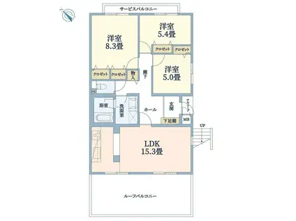 グランベール西神中央3番館(3LDK/3階)の間取り写真