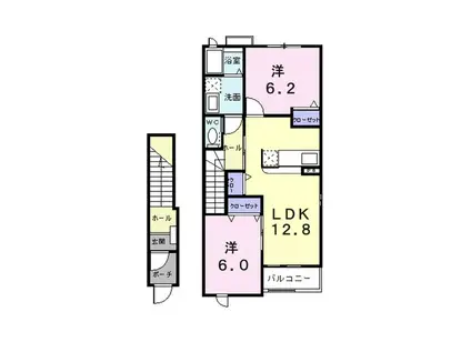 リヴァーパークII D(2LDK/2階)の間取り写真