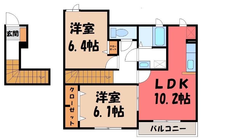 イノセント(2LDK/2階)の間取り写真