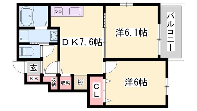 AVANTI(2DK/1階)の間取り写真