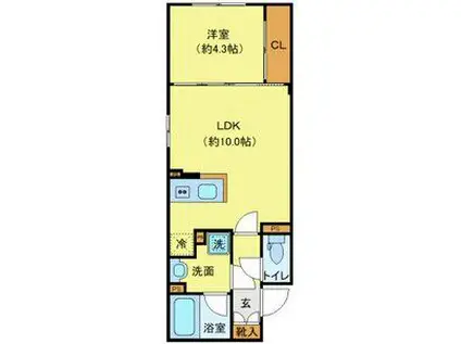 MAXIV CROS板橋(1LDK/4階)の間取り写真