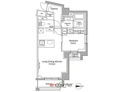 ザ・パークハビオ高円寺レジデンス(1LDK/6階)の間取り写真