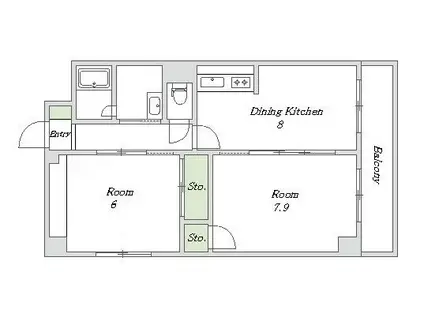 ラフィーネ昭和町(2LDK/3階)の間取り写真