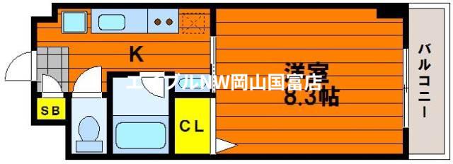 ヴィラ津島(1K/4階)の間取り写真