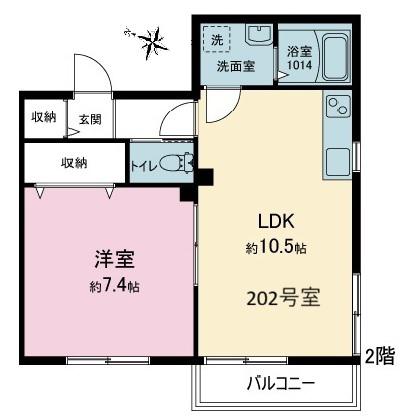 ベステージ鎌倉坂ノ下(1LDK/2階)の間取り写真