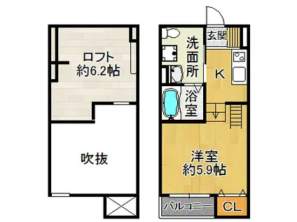 プレアデス(1K/1階)の間取り写真