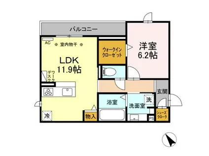 FIEID I S(1LDK/2階)の間取り写真