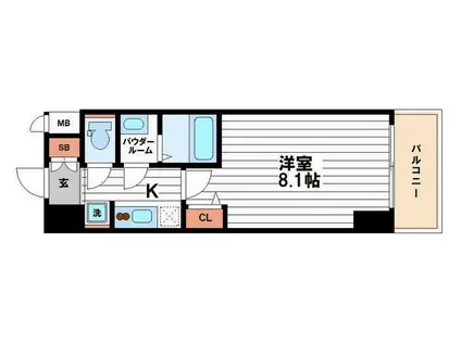 プレサンス谷町九丁目駅前(1K/4階)の間取り写真