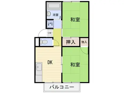 プレジールニュー皆生(2DK/2階)の間取り写真