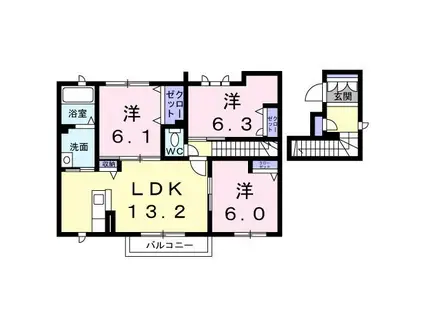 シャーメゾンガーデンズU B棟(3LDK/2階)の間取り写真