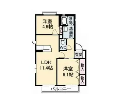 ハミングタウンIII(2LDK/1階)の間取り写真