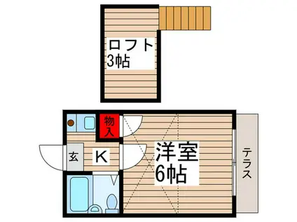 パルコート松戸(1K/1階)の間取り写真