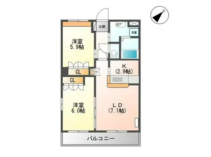 エル・キャッスルII(2LDK/2階)の間取り写真