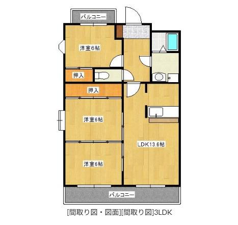 アビタシオン二日市(3LDK/2階)の間取り写真