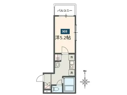 MELDIA東向島I(1K/3階)の間取り写真