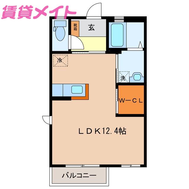 MA・CHERIE B棟(ワンルーム/2階)の間取り写真