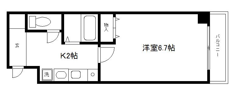 ライブ寺町通(1K/2階)の間取り写真