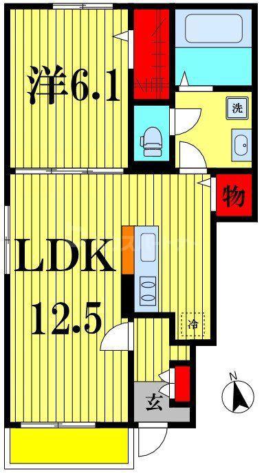 MIYANOMAE554(1LDK/1階)の間取り写真