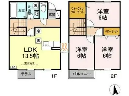 サンボナール タキタ(3LDK/2階)の間取り写真