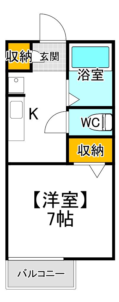 ヴィオラST(1K/1階)の間取り写真