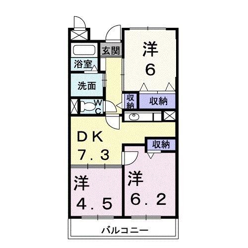 サンプラザ出口(3DK/2階)の間取り写真
