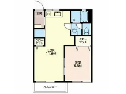 サンパレス本沢合I(1LDK/2階)の間取り写真