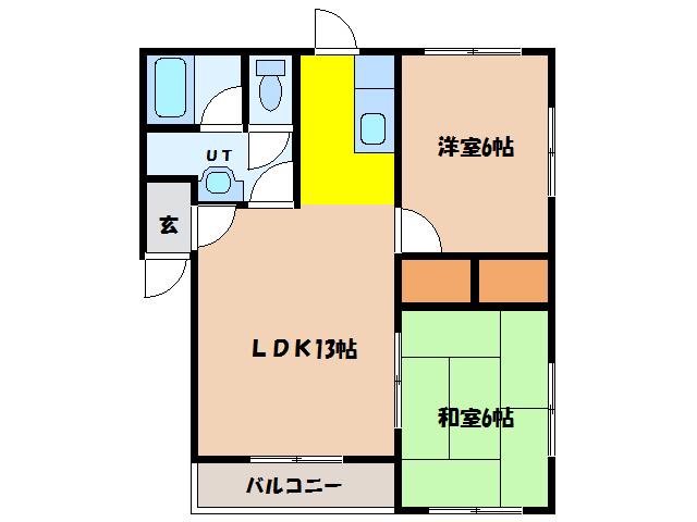 マンションサンシティーI(2LDK/1階)の間取り写真