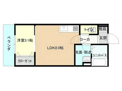 ルアル大門(1LDK/1階)の間取り写真