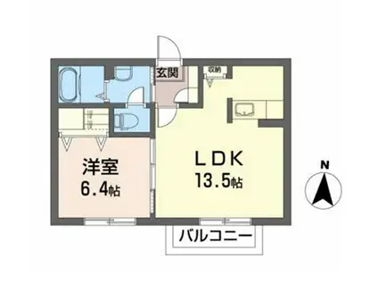 メダリアス B(1LDK/2階)の間取り写真