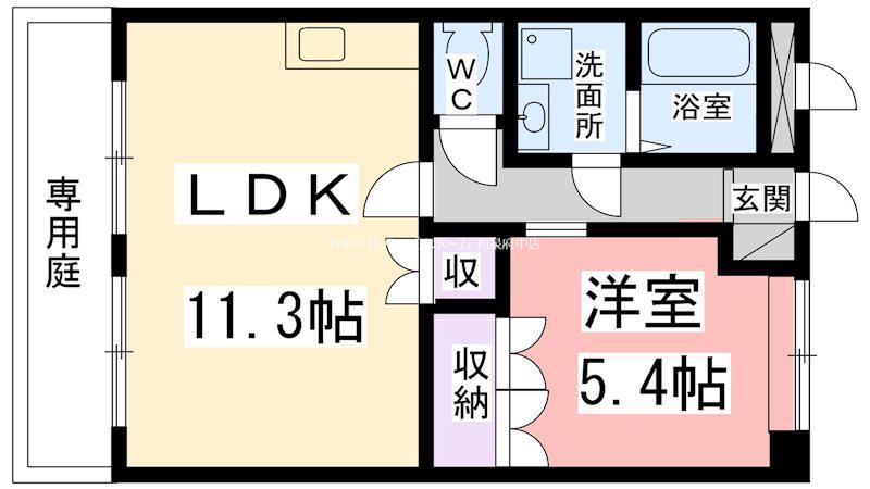 ソレイユ一条院(1LDK/1階)の間取り写真