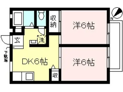フレックス長沢(2DK/1階)の間取り写真