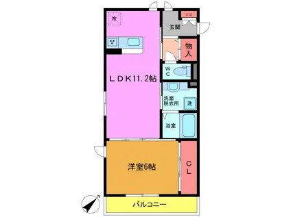 グラディート妙典(1LDK/2階)の間取り写真