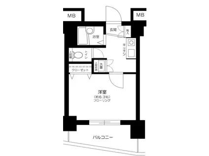 ロアール御茶ノ水順天堂大学前(1K/5階)の間取り写真