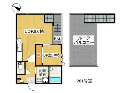 GRANDTIC パームツリー住吉(1LDK/2階)の間取り写真
