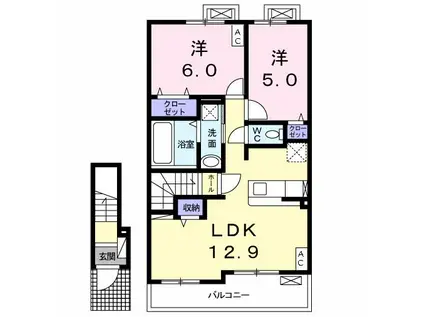 フォルトゥーナ(2LDK/2階)の間取り写真